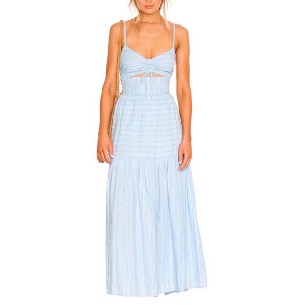 L*Space Blue Cutout Ruched Maxi Dress Resort Size M